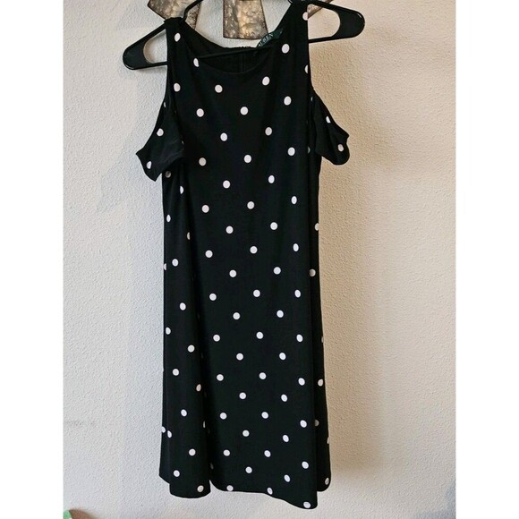 Lauren by Ralph Lauren Women's Polka-Dot Trapeze Jersey Dress Casual  Size 12. - Picture 7 of 11